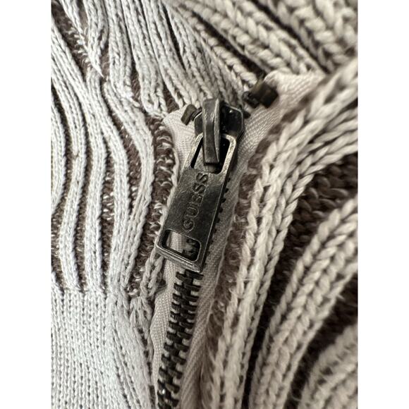 GUESS Los Angeles Mens Medium Shawl Collar Half Zip Sweater Cotton Knit Brown - Picture 4 of 14